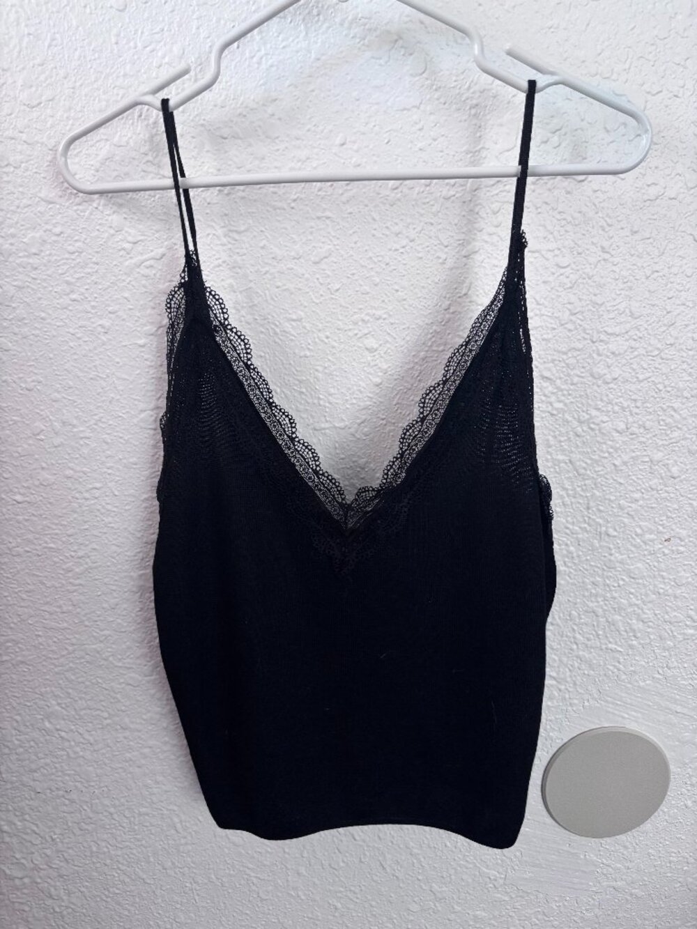 Zara knit black lace cropped camisole M romantic whimsigoth layering
